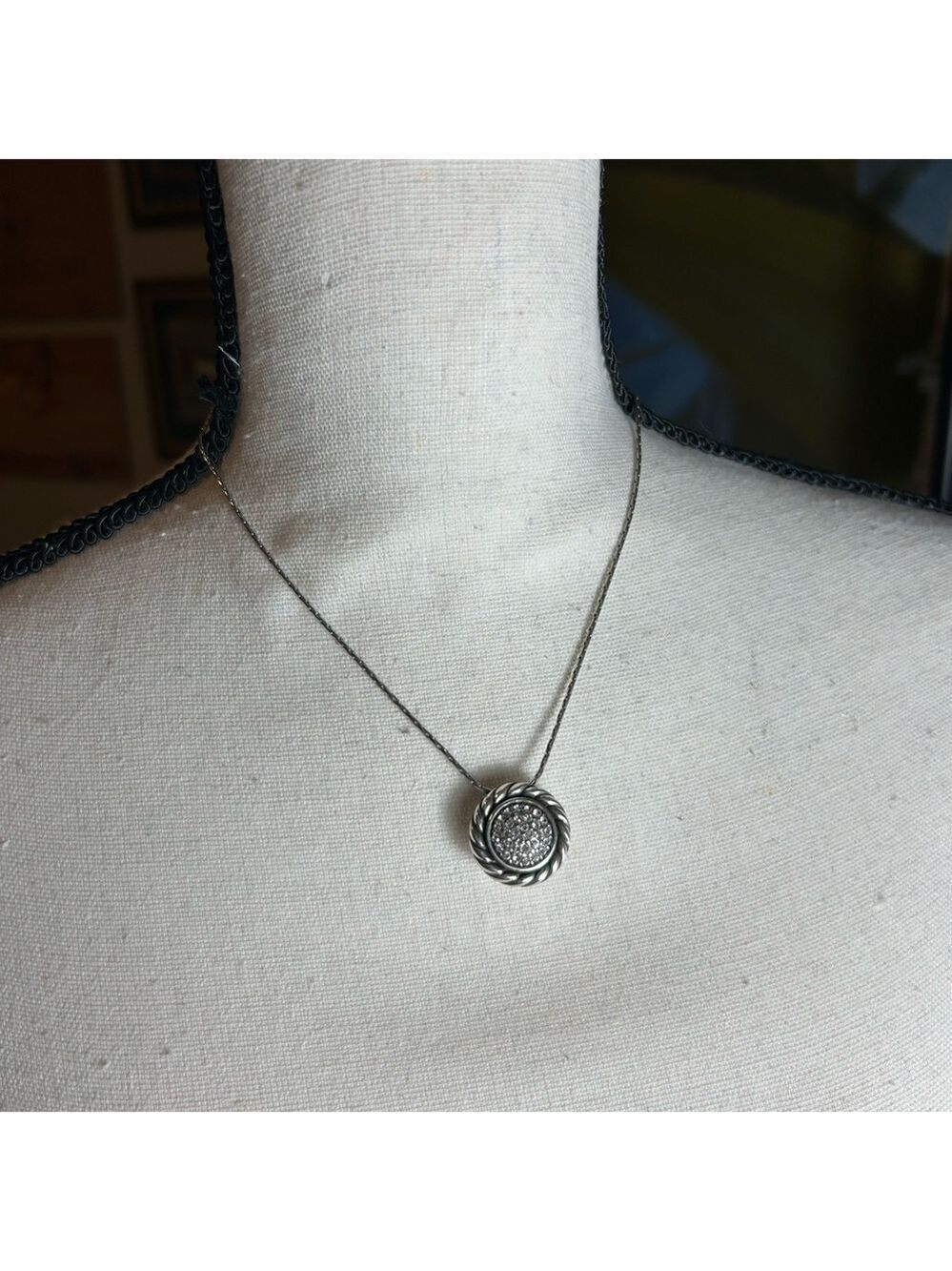 Brighton Magic Pearl Necklace Reversible Pendant Silver Plated Crystals 17" - Picture 3 of 14